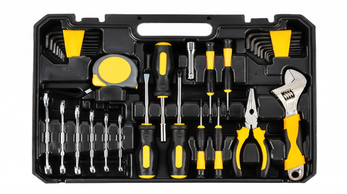 108-Piece Hand Tool Kit with Chrome Vanadium Steel Tools & Storage Case