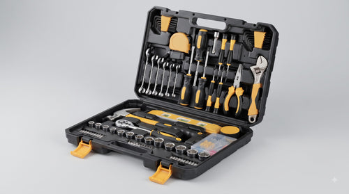 108-Piece Hand Tool Kit with Chrome Vanadium Steel Tools & Storage Case