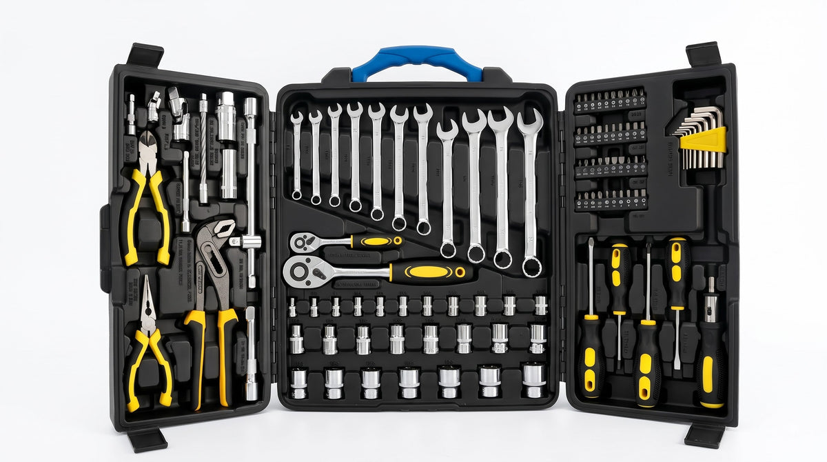 110-Piece Professional Auto Repair Tool Set – Carbon Steel Hand Tools with 3-Section Hard Case